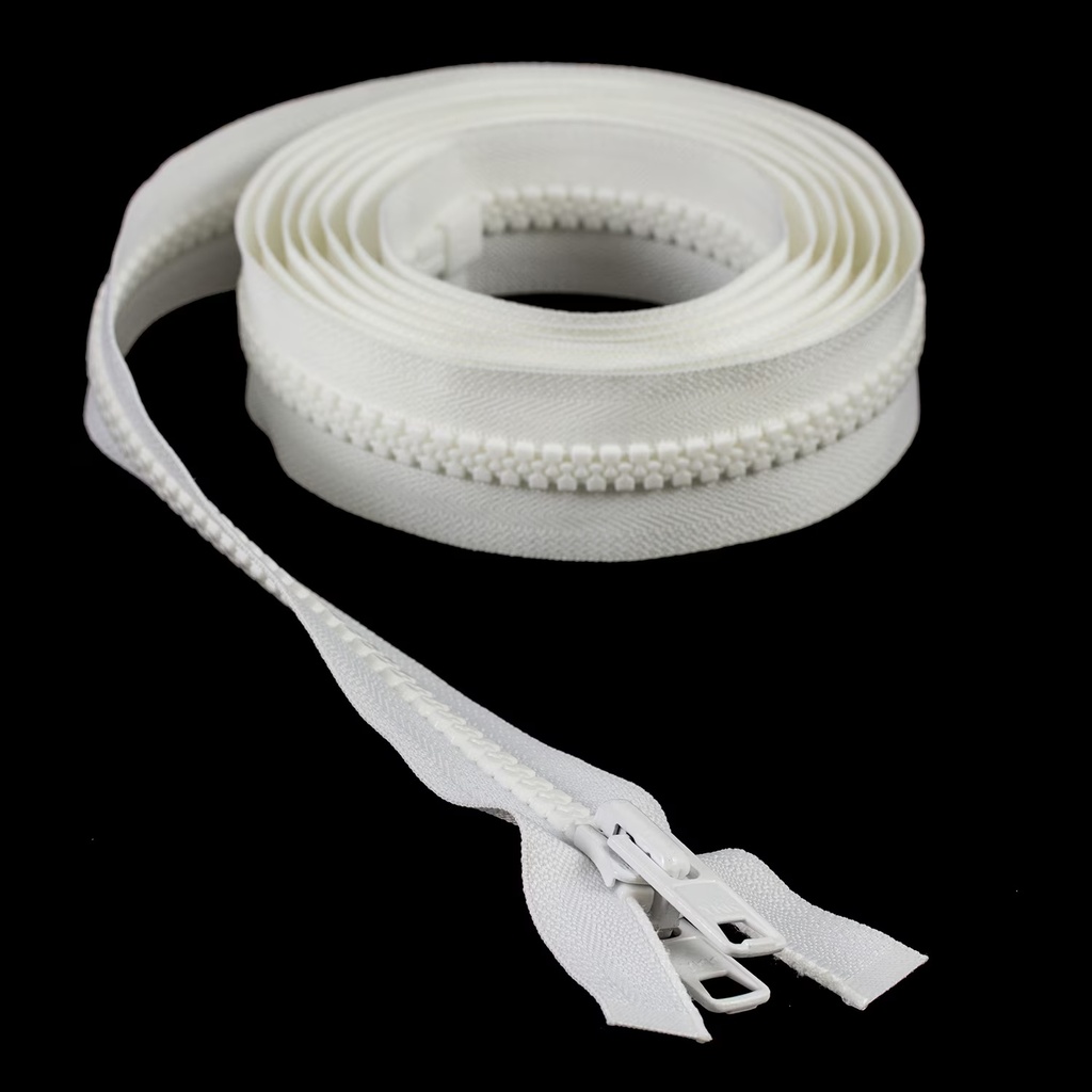 YKK® VISLON® #10 Blanco Separable Autobloqueante Lengüeta Doble Metal de 2.54 mts de largo